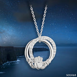 Claddagh Circle Pendant with CZ - Celtic Corner / Scottish Treasures