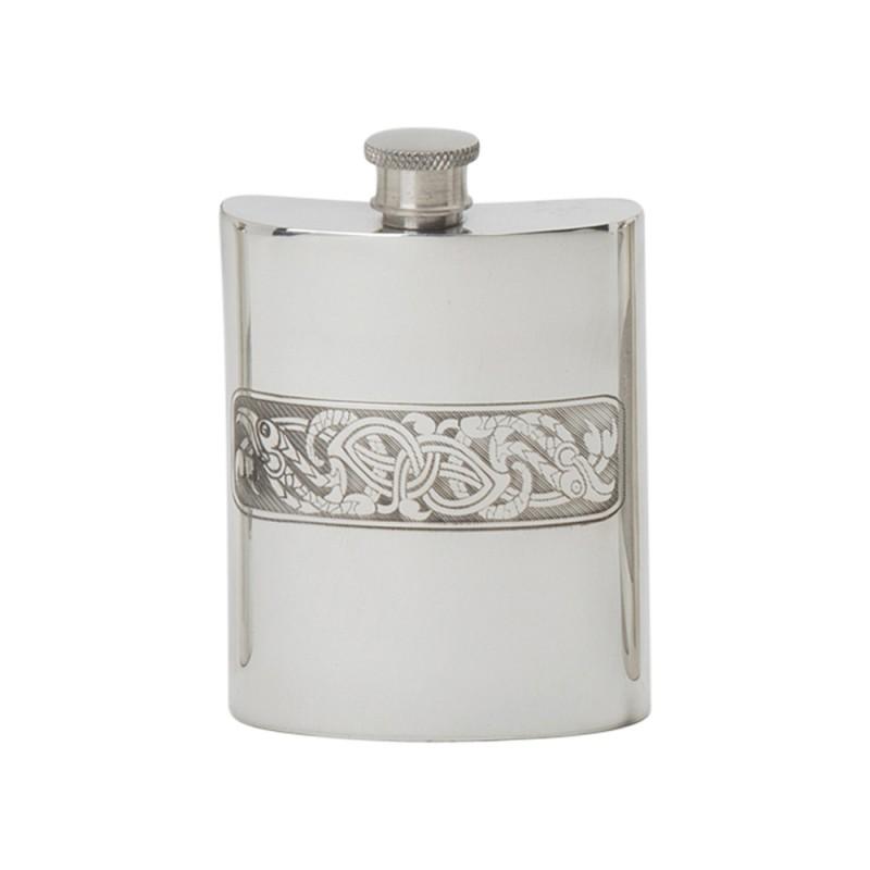 Celtic Serpent Panel Flask (6 oz) - Celtic Corner / Scottish Treasures