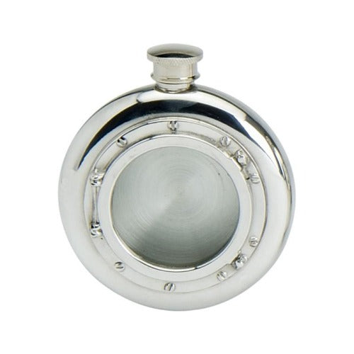 Pewter port hole flask