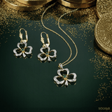 Shamrock Pendant & Earrings in 14K gold with diamond accent - Celtic Corner / Scottish Treasures