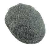 Grey Herringbone Harris Tweed Flat Cap.  Scottish Treasures Celtic Corner