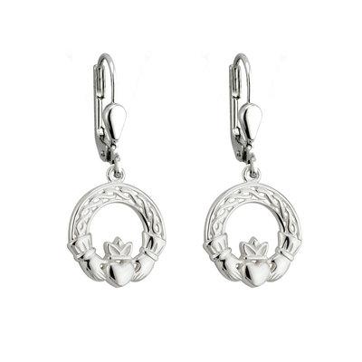 Celtic Claddagh Silver Drop Earrings - Celtic Corner / Scottish Treasures