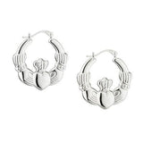 Claddagh Silver Creole Hoop Earrings - Celtic Corner / Scottish Treasures