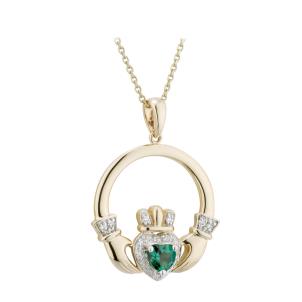Claddagh Pendant 14k Gold with Diamond - Celtic Corner / Scottish Treasures