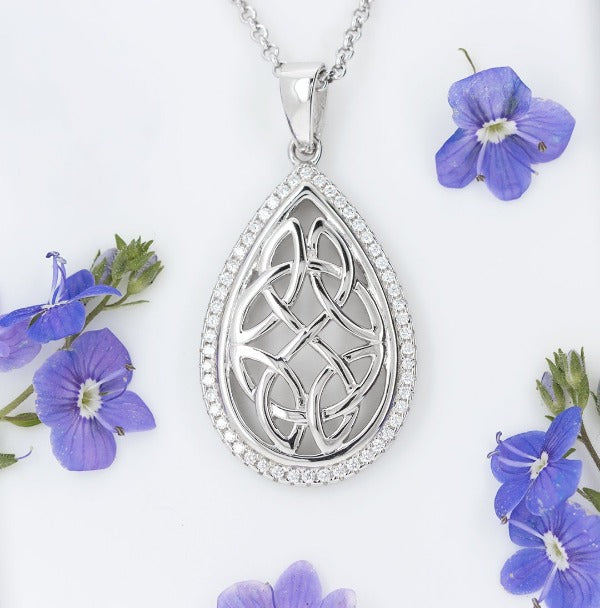 Oval Celtic Knot Pendant with CZ - Celtic Corner / Scottish Treasures