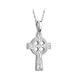 Laser engraved celtic cross in sterling silver.  Made in Ireland.  Celtic Corner Scottish Treasures