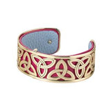 Rhodium and Gold Plated Leather Trinity Bangle - Celtic Corner / Scottish Treasures