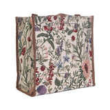 Wild Flowers adorn this Tapestry shopping bag with pockets inside and outside netting pocket for water bottle.  Celtic Corner/Scottish Treasures