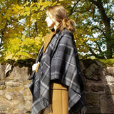 MacRae Hunting Grey small serape wrap.  100% lambswool.  Made in Scotland.  Scottish Treasures Celtic Corner