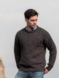 charcoal aran crewneck sweater