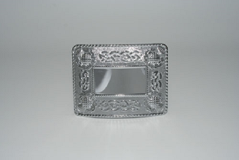 Thistle belt buckle with celtic knots in chrome finish.  Scottish Treasures Celtic Corner