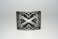 Saltire buckle with lion and St. Andrews cross; black enamel.  Scottish Treasures Celtic Corner