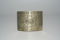 Highland Swirl kilt buckle, brass finish.  Scottish Treasures Celtic Corner