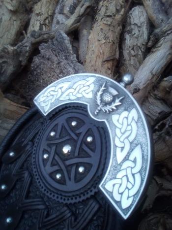 Pewter Cantle with thistle