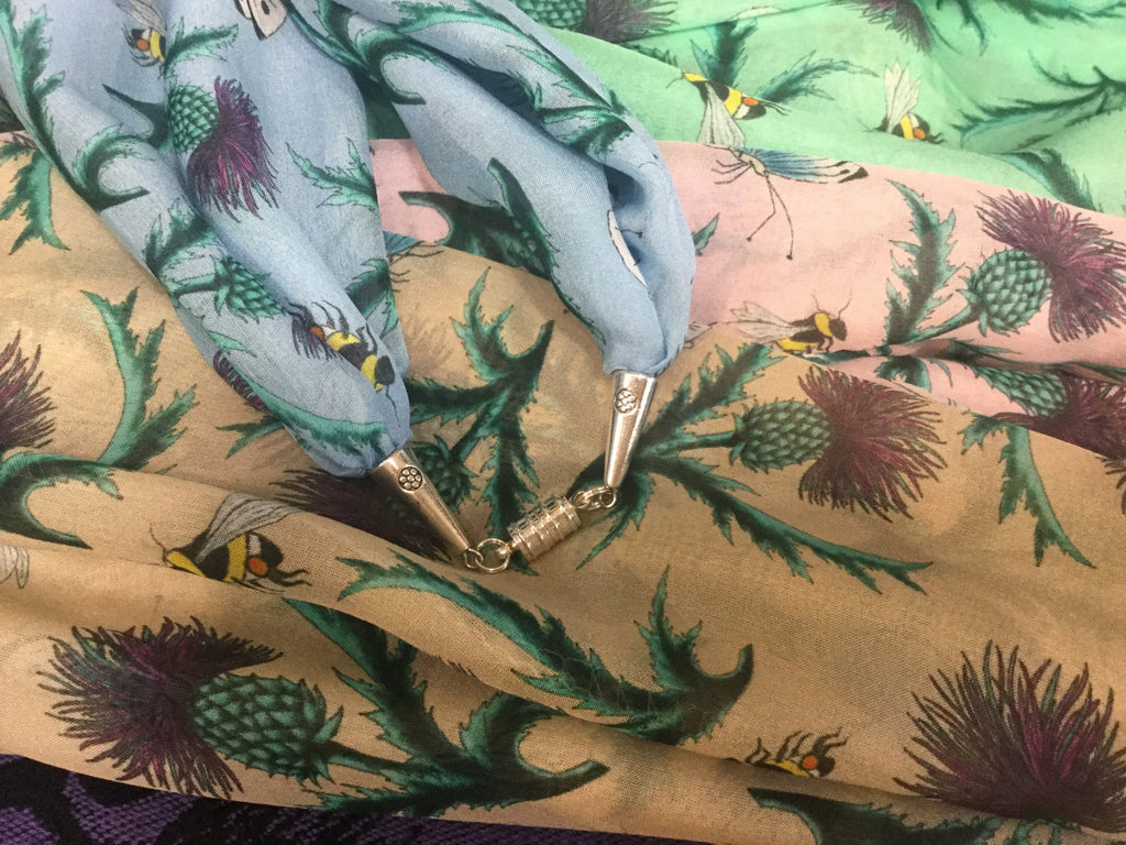 Thistle Chiffon Silk Scarf - Celtic Corner / Scottish Treasures