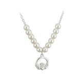 Rhodium Plated Claddagh Pearl Necklet (kids) - Celtic Corner / Scottish Treasures