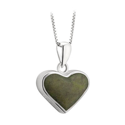 Sterling Silver heart pendant with connemara marble center.  Made in Ireland