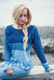 Cotton and linen top hand made in Scotland.  Long Sleeves.  Sky blues.   Scottish Treasures Celtic Corner