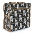 Westie Tapestry shopping bag with pockets inside and outside netting pocket for water bottle.  Celtic Corner/Scottish Treasures