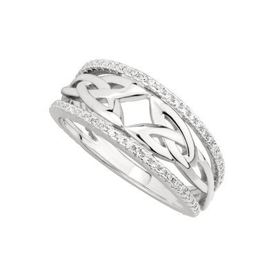 Sterling Silver Trinity ring with cz