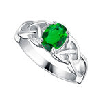 Celtic knot Ring - Green Crystal