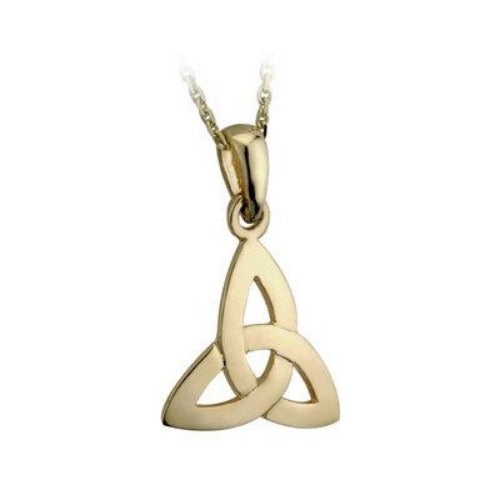 9k gold trinity knot pendant with 18 inch gold chain.  Made in Ireland.  Celtic Corner/Scottish Treasures