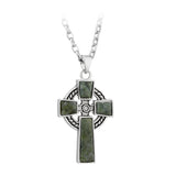Large Connemara Marble Celtic Cross Pendant