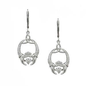 Dancing stone earrings with claddagh and trinity knot.  Scottish Treasures Celtic Corner