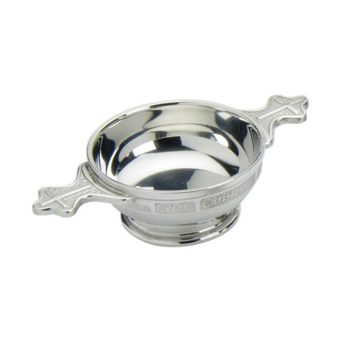 Made in Sheffield, England, this pewter quaich is an ideal Christening or baptism gift.  Made from lead free pewter.  Celtic Corner/Scottish Treasures
