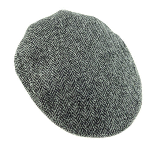 Harris Tweed Flat Cap (Grey Herringbone – Celtic Tides/Celtic Corner
