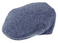 Featured Harris Tweed cap in shades of denim blue.  Scottish Treasures Celtic Corner
