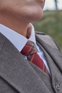 Irish Tartan tie shown with suit vest and jacket.  Scottish Treasures Celtic Corner