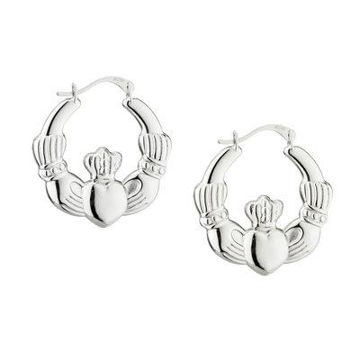 Claddagh Silver Creole Hoop Earrings - Celtic Corner / Scottish Treasures