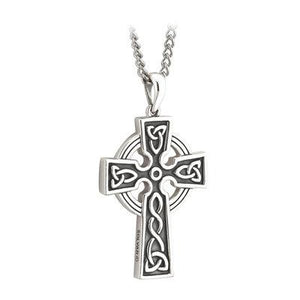 Double-sided Oxidised Celtic Cross in sterling silver with 20 inch belcher chain- Celtic Corner / Scottish Treasures