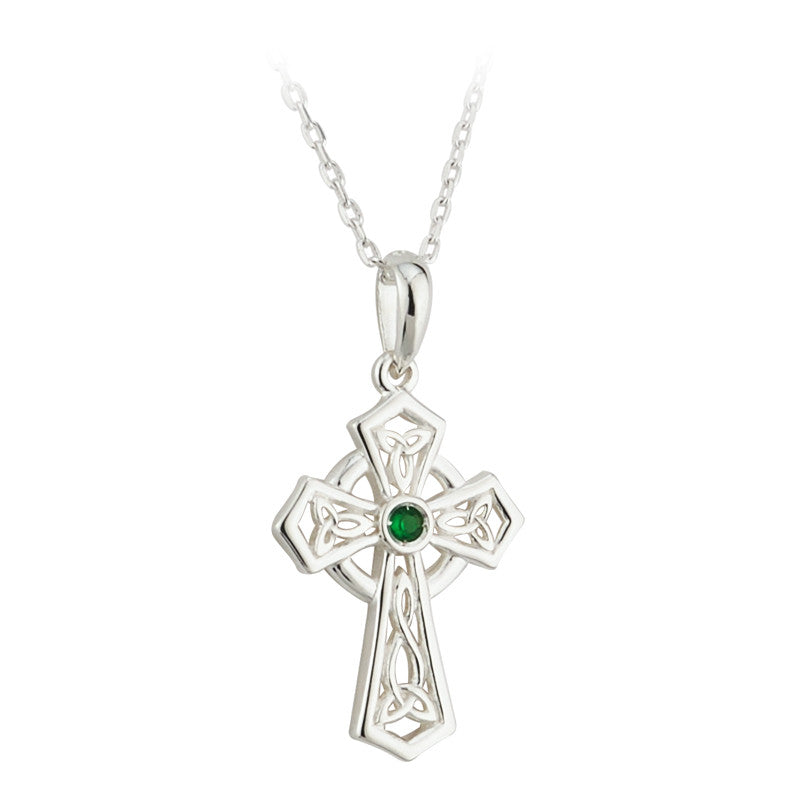 14KT Gold Vermeil Emerald Celtic Cross Necklace embellished with White —  The Scottish and Irish Store
