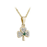 14k gold with diamond and emerald Shamrock pendant.  Made in Ireland.  Scottish Treasures/Celtic corner