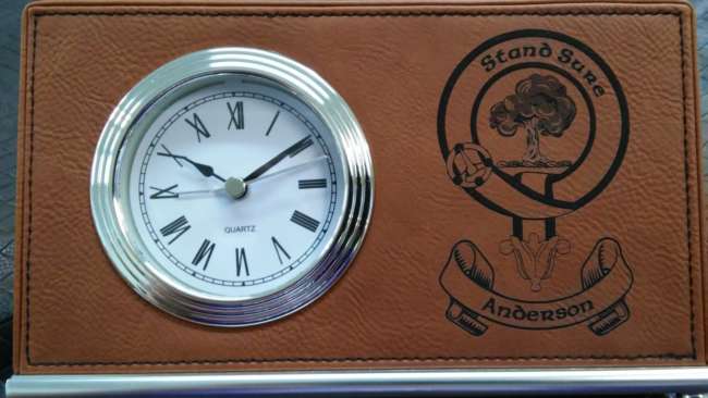 Tan Clock - custom engraved