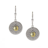 Celtic Warrior earrings in sterling silver with 18K gold bead in the center.  Scottish Treasures Celtic Corner
