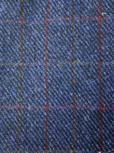 Sample swatch for blue harris tweed tartan flat cap