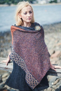 celtic knot poncho, linen and silk, bronze color