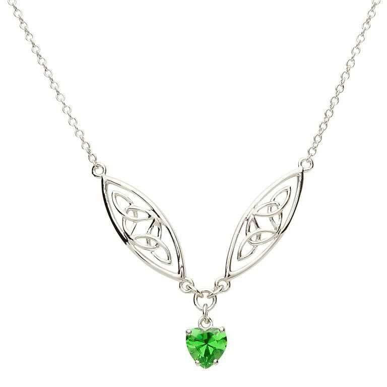 Trinity Necklace with Green heart stone