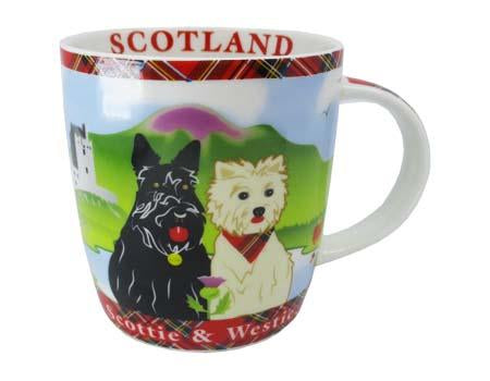 Scottie and westie bone china mug