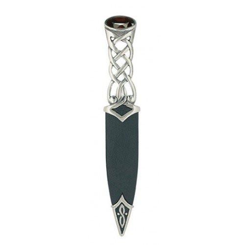 Islay Polished Pewter Sgian Dubh With Stone Top - Celtic Corner / Scottish Treasures