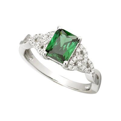 Green Emerald Trinity Knot Ring with CZ - Celtic Corner / Scottish Treasures