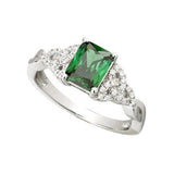 Green Emerald Trinity Knot Ring with CZ - Celtic Corner / Scottish Treasures