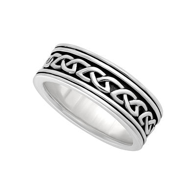 Matching gents silver oxidised celtic knot ring.  Made in Ireland
