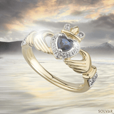 Claddagh Ring set in 14K Gold with Sapphire & Diamonds - Celtic Corner / Scottish Treasures