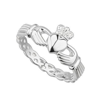 Claddagh Sterling Silver Ring with Eternity Band - Celtic Corner / Scottish Treasures