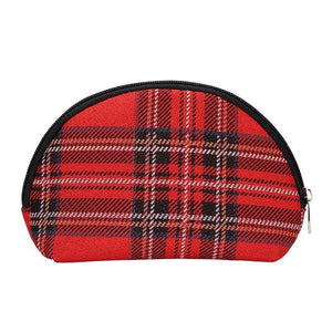 Royal Stewart tartan adorns this cosmetic bag done in tapestry with zip closure.  Lined.  Scottish Treasures / Celtic Corner