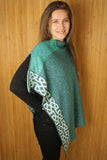 spearmint colored ballatar poncho with celtic knots